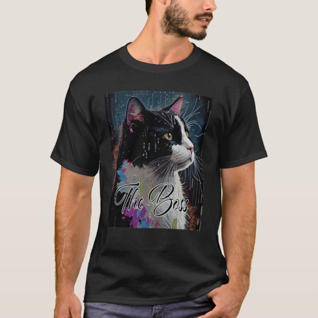 Chef Tuxedo Cat for Mamma Pappa T Shirt (Framsida)