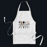 Chef Utensils Personlig Förkläde<br><div class="desc">Snyggtens kock, som du kan anpassa med ditt namn. Utformningen har ett rack med köksredskap, inklusive spatel, hatchet knivar, sked, gaffel, valp och rullstift. Mallen är konfigurerad så att du kan lägga till ditt redo, som är skrivet i trendiget typewriter stil typografi. Den har en smart och neutralt färg-palett med...</div>