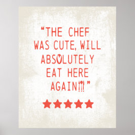 CHEF VAR CUTE FUNNY KITCHEN 5 STAR REVIEWS POSTER