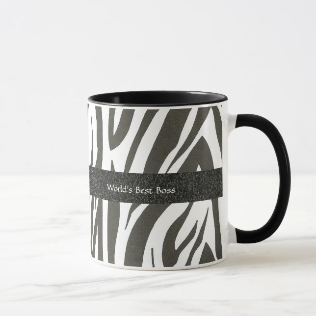 Chef:  "Världens bästa Chef" Zebra ränder Gift Mug Mugg (Höger)