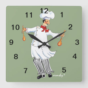 Chef Wall Clock Fyrkantig Klocka