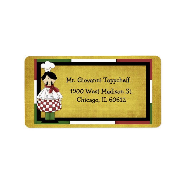 Chef Wearing Red Checkered Apron Adressetikett (Framsidan)