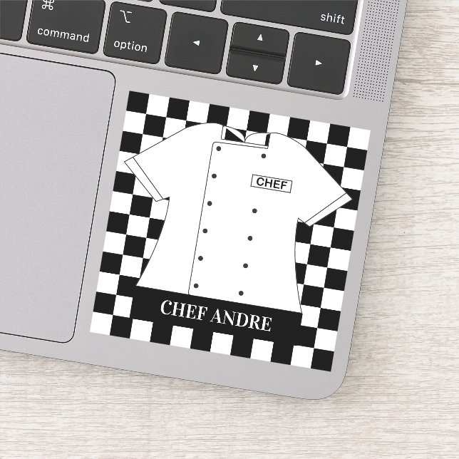 Chef White Tunisic Checkered SSques Klistermärken (Detalj)