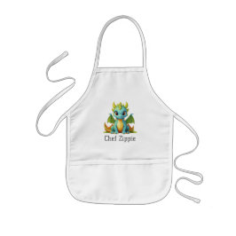 Chef Zippie Grönt Blue Baby Dragon Kids Apron Barnförkläde