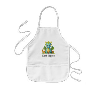 Chef Zippie Grönt Blue Baby Dragon Kids Apron Barnförkläde