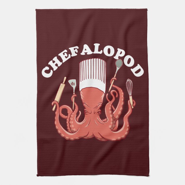 Chefalopod | Octopus Chef Funny Pun Kökshandduk (Vertikal)