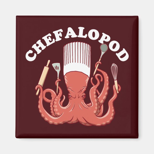 Chefalopod | Octopus Chef Funny Pun Magnet (Framsidan)