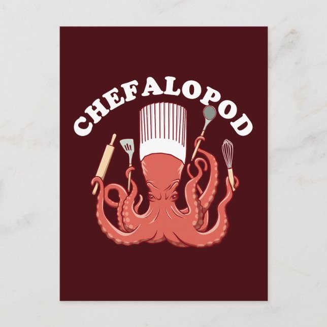 Chefalopod | Octopus Chef Funny Pun Vykort (Framsida)