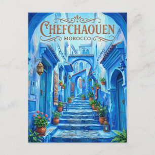 Chefchaouen Blå Gränd Marocko Vykort