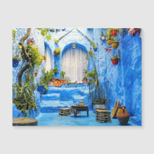 Chefchaouen Blue City Marocko Oljemålning Boho