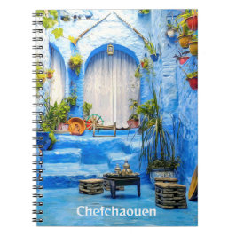 Chefchaouen Blue City Marocko Oljemålning Boho Anteckningsbok