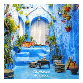 Chefchaouen Blue City Marocko Oljemålning Boho Fototryck