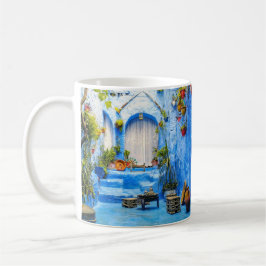 Chefchaouen Blue City Marocko Painting Bohemian Kaffemugg