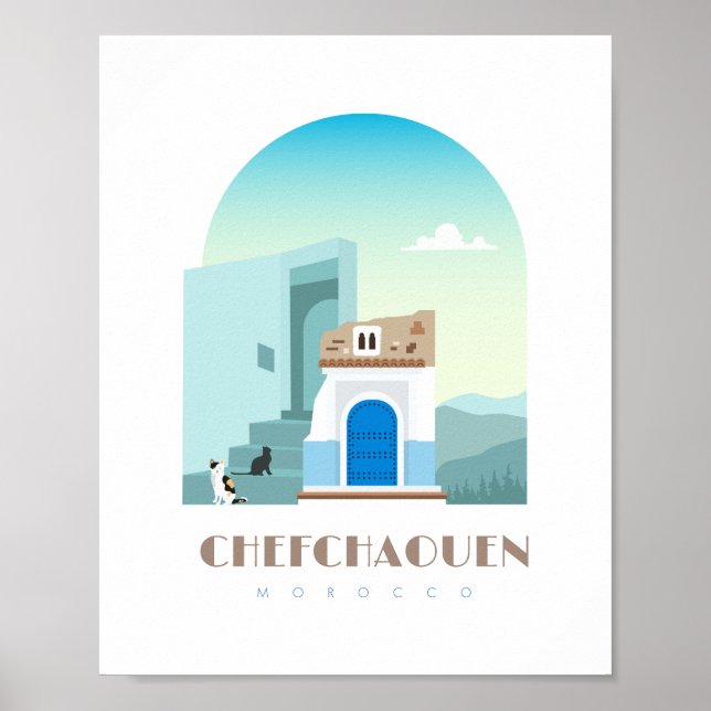 Chefchaouen city morocco Skyline Poster (Framsidan)