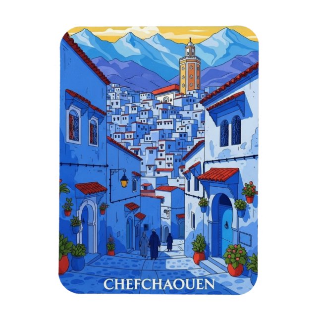 Chefchaouen Marocko Resa Magnet (Vertikal)