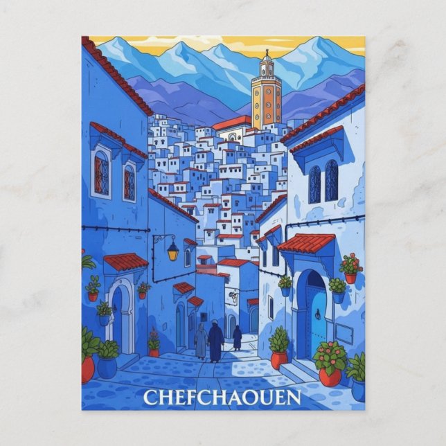 Chefchaouen Marocko Resa Vykort (Framsida)