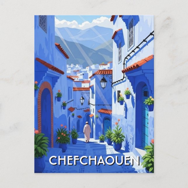 Chefchaouen Marocko Resa Vykort (Framsida)