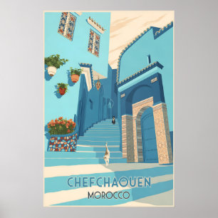 Chefchaouen Marocko Reseskylt Poster
