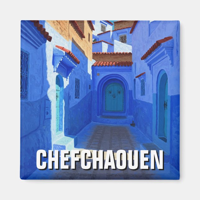 Chefchaouen Marocko Travel Magnet (Framsidan)