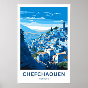 Chefchaouen Marocko Travel Print Poster