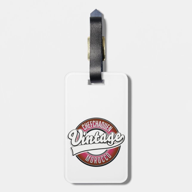 chefchaouen marocko vintage logotyp bagagebricka (Baksidan Lodrät)