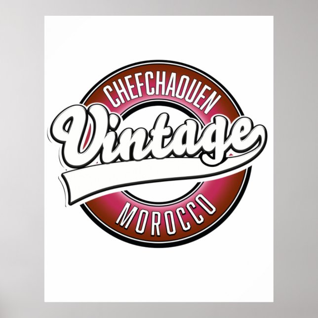 chefchaouen marocko vintage logotyp poster (Framsidan)