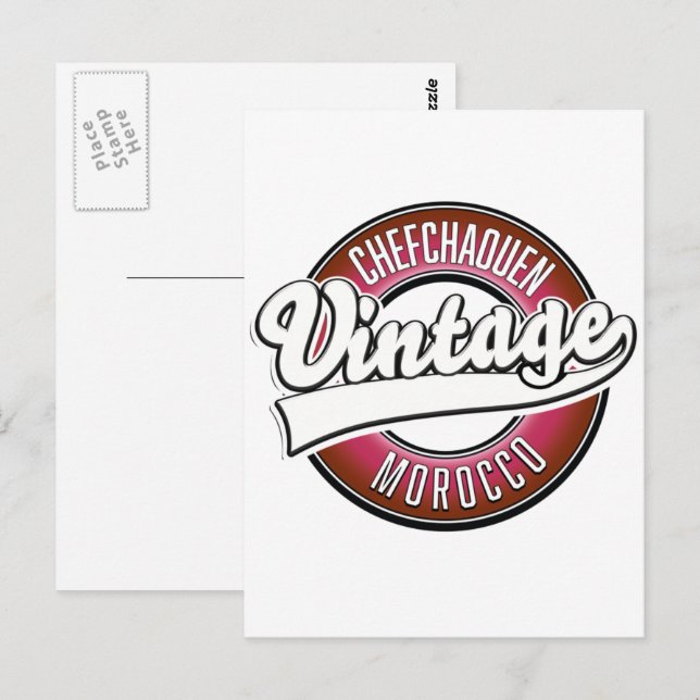 chefchaouen marocko vintage logotyp vykort (Fram/baksida)