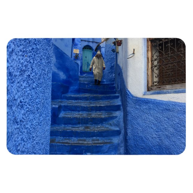 Chefchaouen - Marockos blå stad Magnet (Horisontell)