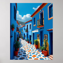 Chefchaouen Moroccan Blue City - Vibrant Travel Poster
