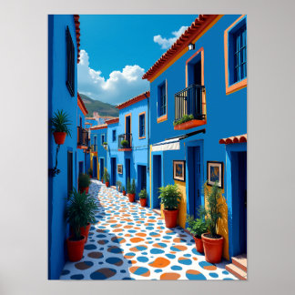Chefchaouen Moroccan Blue City - Vibrant Travel Poster