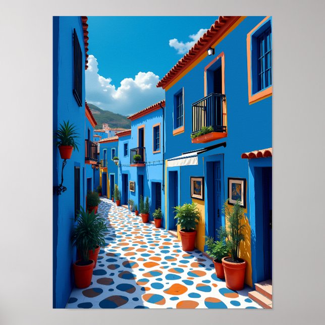 Chefchaouen Moroccan Blue City - Vibrant Travel Poster (Framsidan)