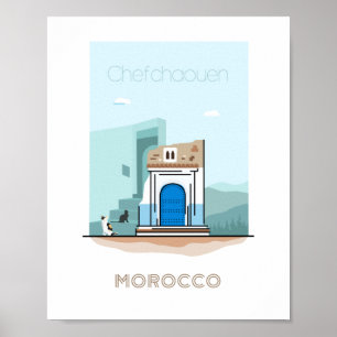 Chefchaouen, reseaffisch för staden - Morocco-resa Poster