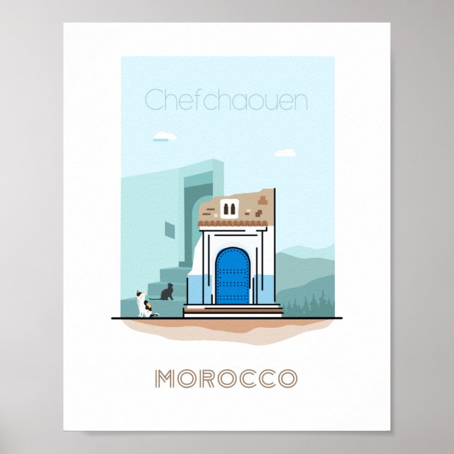 Chefchaouen, reseaffisch för staden - Morocco-resa Poster (Framsidan)