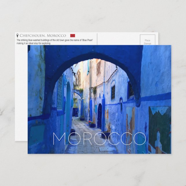 Chefchouen, vykort för Marocko (Fram/baksida)