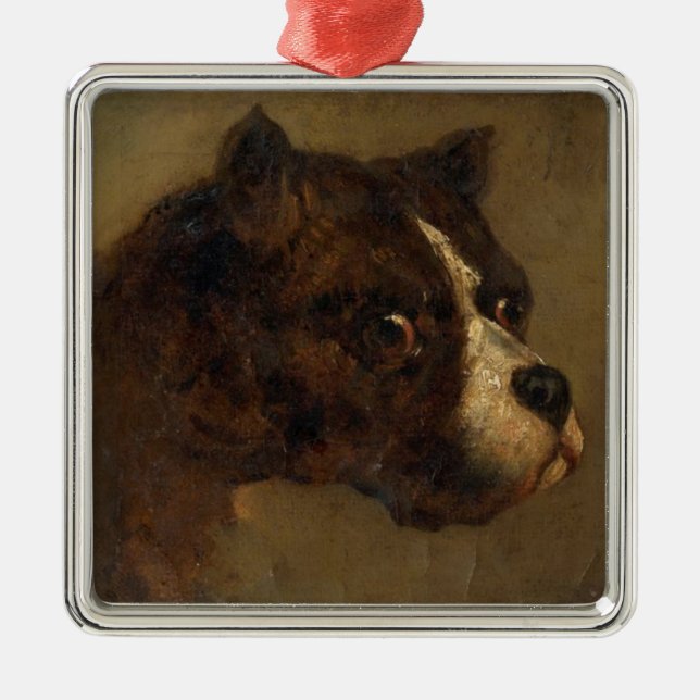 Chefen för en bulldog (av Théodore Géricault) Julgransprydnad Metall (Framsidan)
