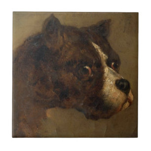 Chefen för en bulldog (av Théodore Géricault) Kakelplatta