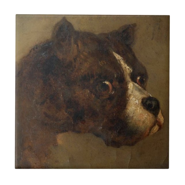 Chefen för en bulldog (av Théodore Géricault) Kakelplatta (Framsidan)