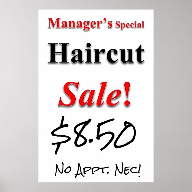 Chefens Speciella Haircut Sale Beauty Salon Poster (Framsidan)