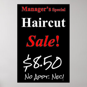 Chefens Speciella Haircut Sale Beauty Salon Poster