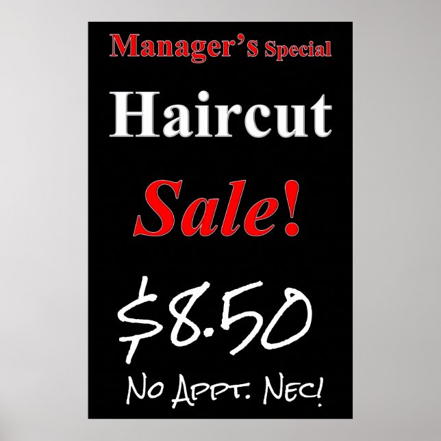 Chefens Speciella Haircut Sale Beauty Salon Poster (Framsidan)