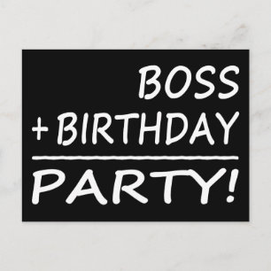 Chefer födelsedag: Chef + födelsedag = Party Inbjudan Vykort
