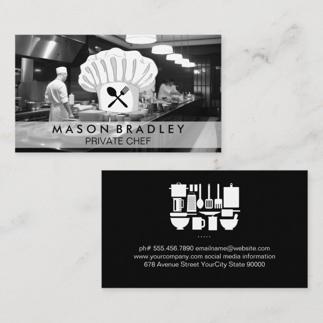 Chefer i köket | Cooking Utensils Visitkort (Fram/baksida)