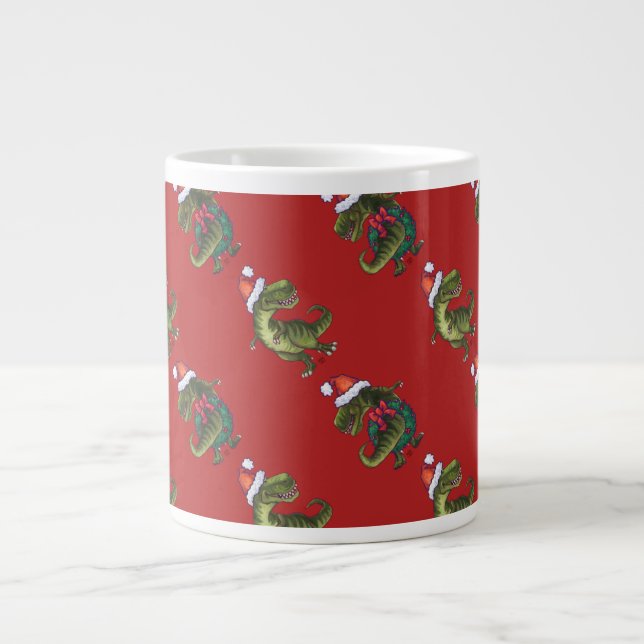 Chefer och Svan Festive TRex Mönster Jumbo Mugg (Framsidan)