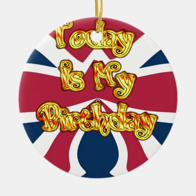 Cheferna UP-Hakuna Matata Idag är min födelsedag.j Julgransprydnad Keramik (Framsidan)