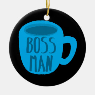 Chefman med blåttkaffeKOPPEN Julgransprydnad Keramik
