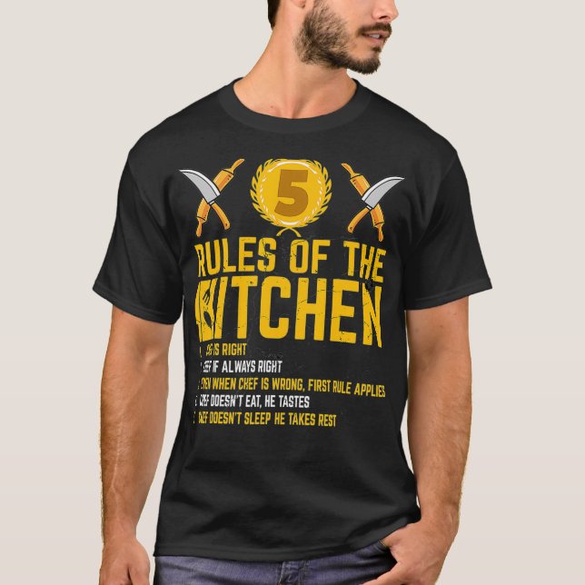 Chefs 5 Regler The Kitchen Funny Chef Regler T Shirt (Framsida)
