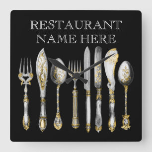 Chefs catering business cutlery fyrkantig klocka