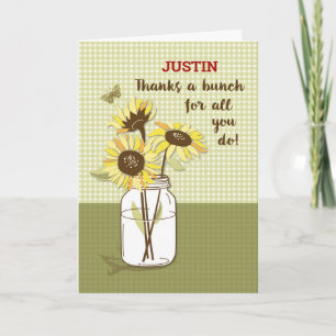 Chef's Day, Custom Name, Justin, with Sunblommor Kort