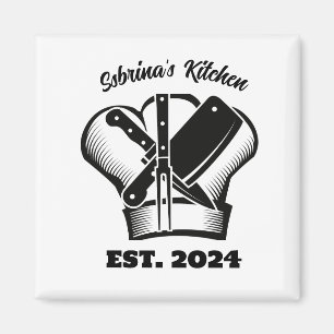 Chef's Hat and Knivar Anpassade Kitchen Magnet