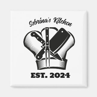 Chef's Hat and Knivar Anpassade Kitchen Magnet